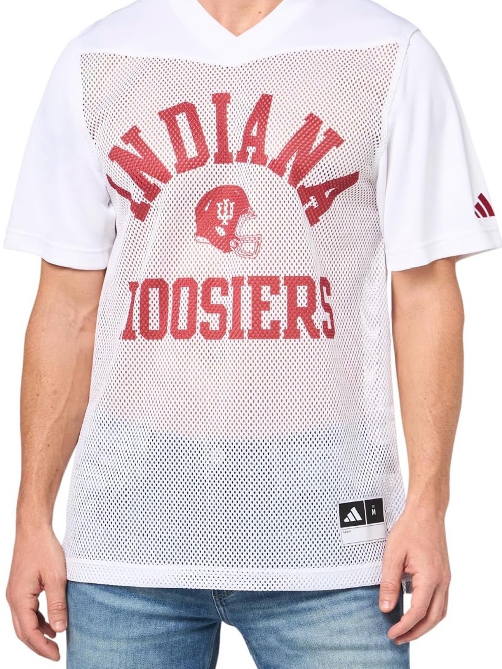 NWOT Adidas White and Red Indiana Hoosiers Mesh Jersey